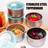 3/2/1Pcs 410 Stainless Steel Food Container Fresh Keeping Box With Sealed Lid Fridge Food Storage Box Lunch Bento Box Bowl