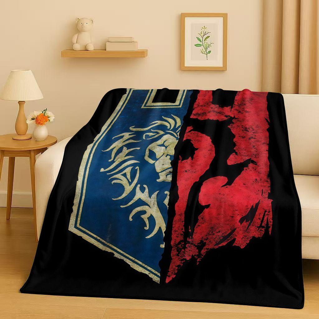 

3D WOW World of Warcraft Game Demon Hunter Arthas Cartoon Flannel Blanket,Ultra Soft Plush Throw for Home Bedroom Bed Sofa Cover 130x150cm