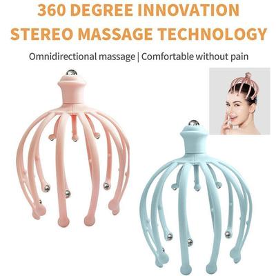 Massageador de cabeça de polvo, massageador de couro cabeludo para alívio terapêutico da dor na cabeça, estimulação de vibração, ponto de acupuntura, relaxamento, garra, cuidados com a saúde