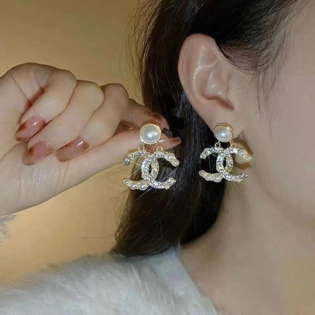 Classic Xiaoxiangfeng Bead Double C Necklace with the Same Earrings Is Suitable for Hot Sales On Major E-commerce Platforms
