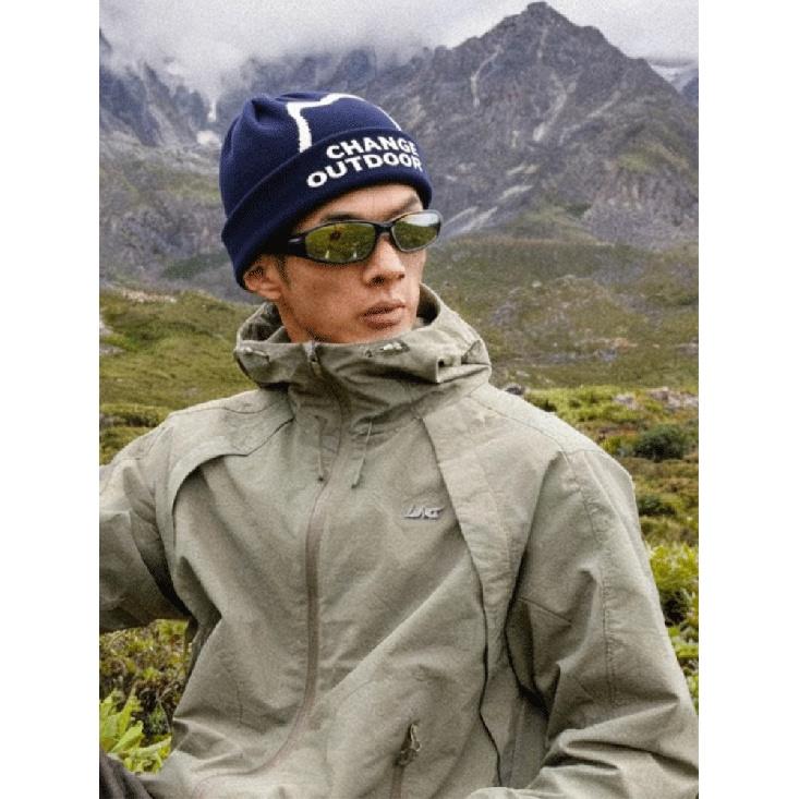 Mountain-style beanie for men, suitable for autumn outdoor hiking and mountaineering, knitted hat with a large head circumference, loose fit, and