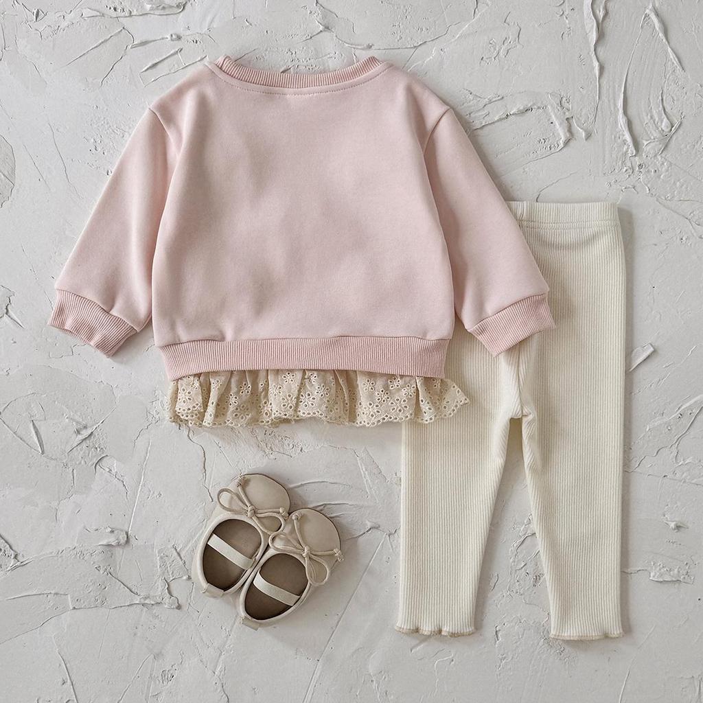Korean Style Spring/Autumn Bow Knitwear Two-Piece Set for Infants and Toddlers - Stylish Children's Wear 2026 Collection