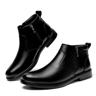 Madingi vyriški aukštakulniai odiniai batai Klasikiniai laisvalaikio ankle boots Šoninis užtrauktukas Karvės odos trumpi batai Šilti žieminiai batai su pliušu Vyriški verslo batai Botas