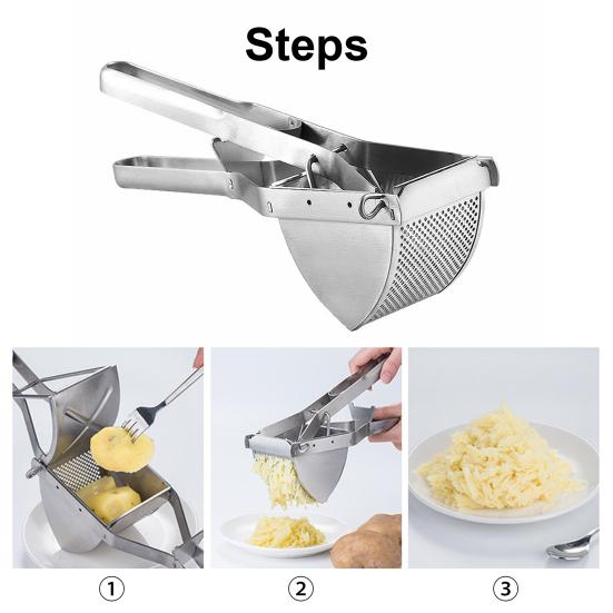 Potato Masher Food Grade Rust-proof Stainless Steel All-Purpose Manual Potato Carrot Presser for Home