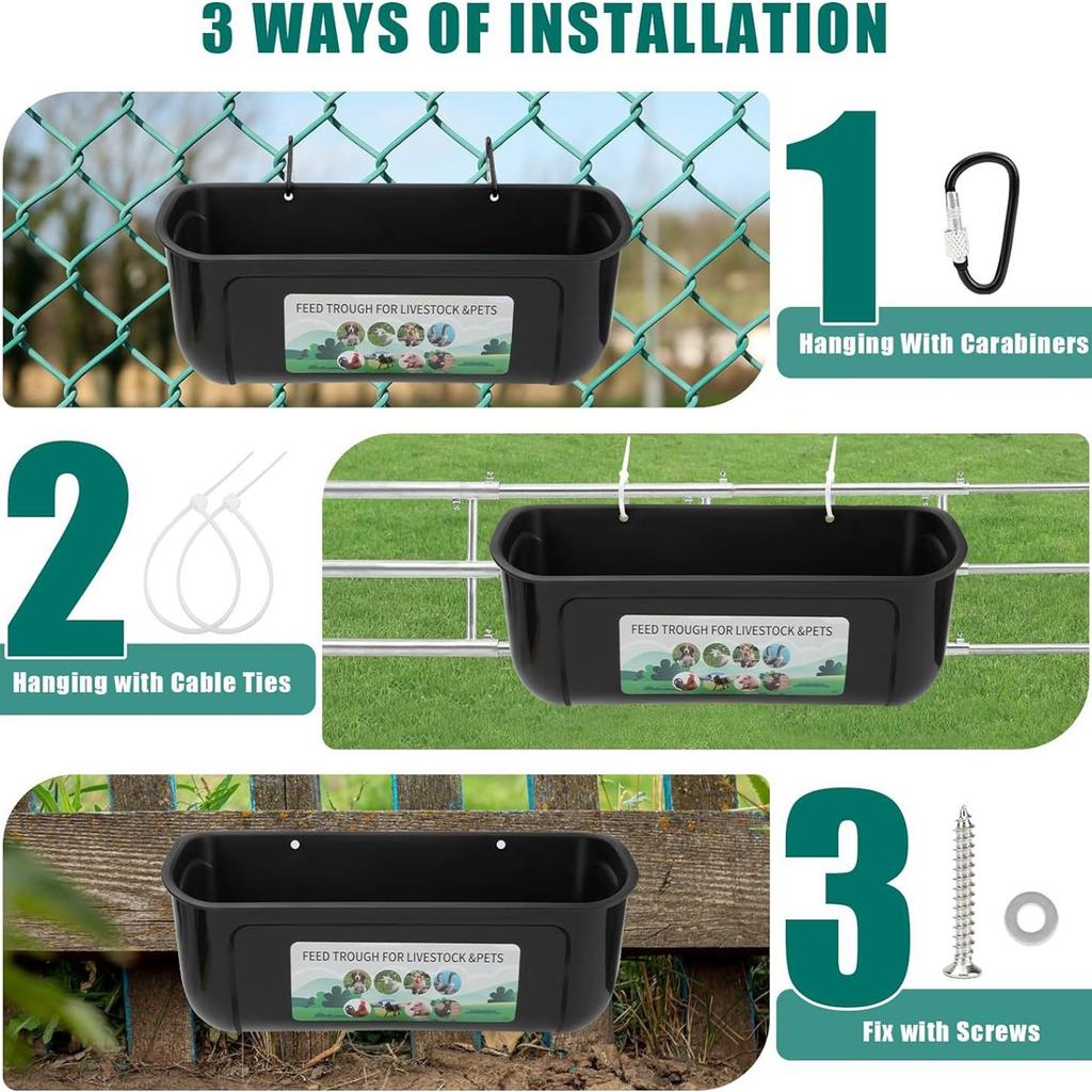 The Automatically Feeds Chickens, Ducks, Geese And Goats Large Capacity Hanging Fence Feed Trough Feeding Trough