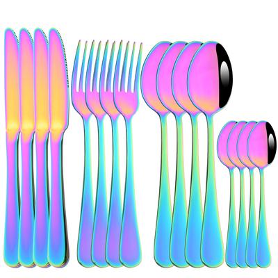 Quality Stainless Steel 16Pcs Multicolor Cutlery Set Luxury Tableware Knives Forks Spoons Set Kitchen Western Dinnerware Set
