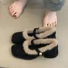 Winter Women's Mary Jane Shoes Fashion Suede Medium Heel Pumps Plush Toe Faux Fur Elegant Retro Shoes for Womens Zapatos Mujer