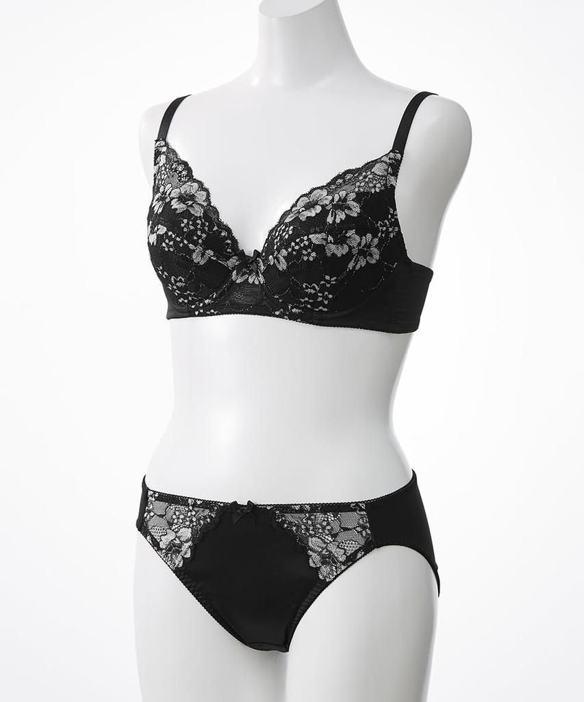 Nissen Innerwear of Deep Cup Knit Lace Bra and Panties for a Stable Set 5-Pack 3/4 Fit, G90/3L-4L