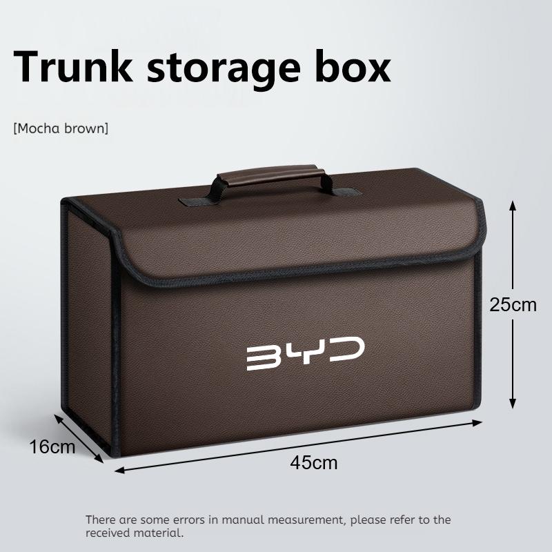 Car Leather Trunk Storage Box Foldable Carbon Fiber For BYD Atto 3 Dolphin Seal Tang Song DMI Organizer Bag Interior Accessories