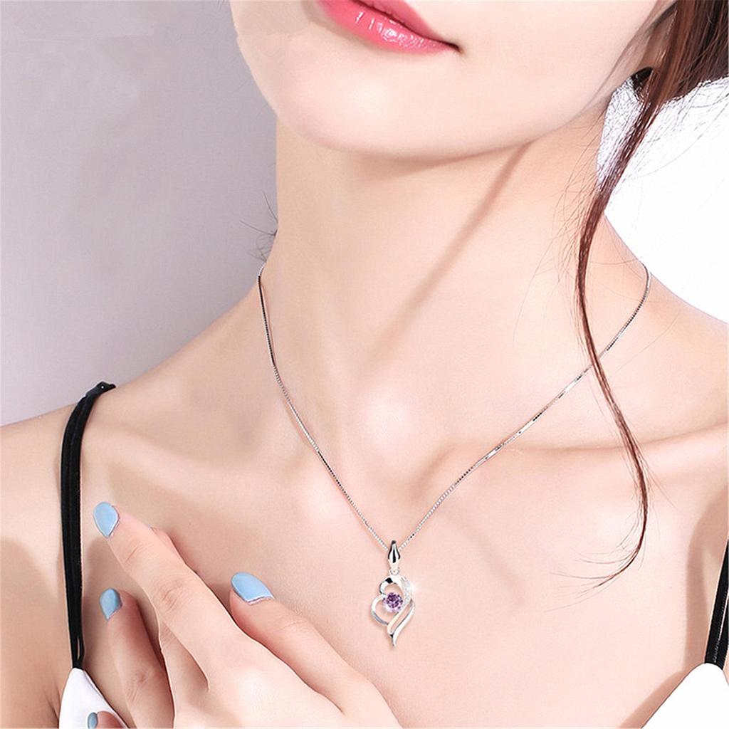 Kailaimei Korean Style Heart Pendant Necklace - Trendy Clavicle Chain Korean Accessories