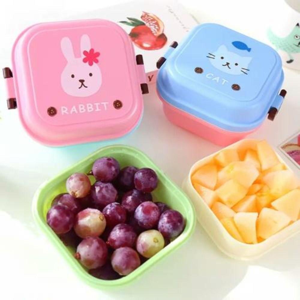 

Layer Cute Plastic Snack Children Fruit Lunch Box Fresh Keeping Box Food Storage Box Tableware