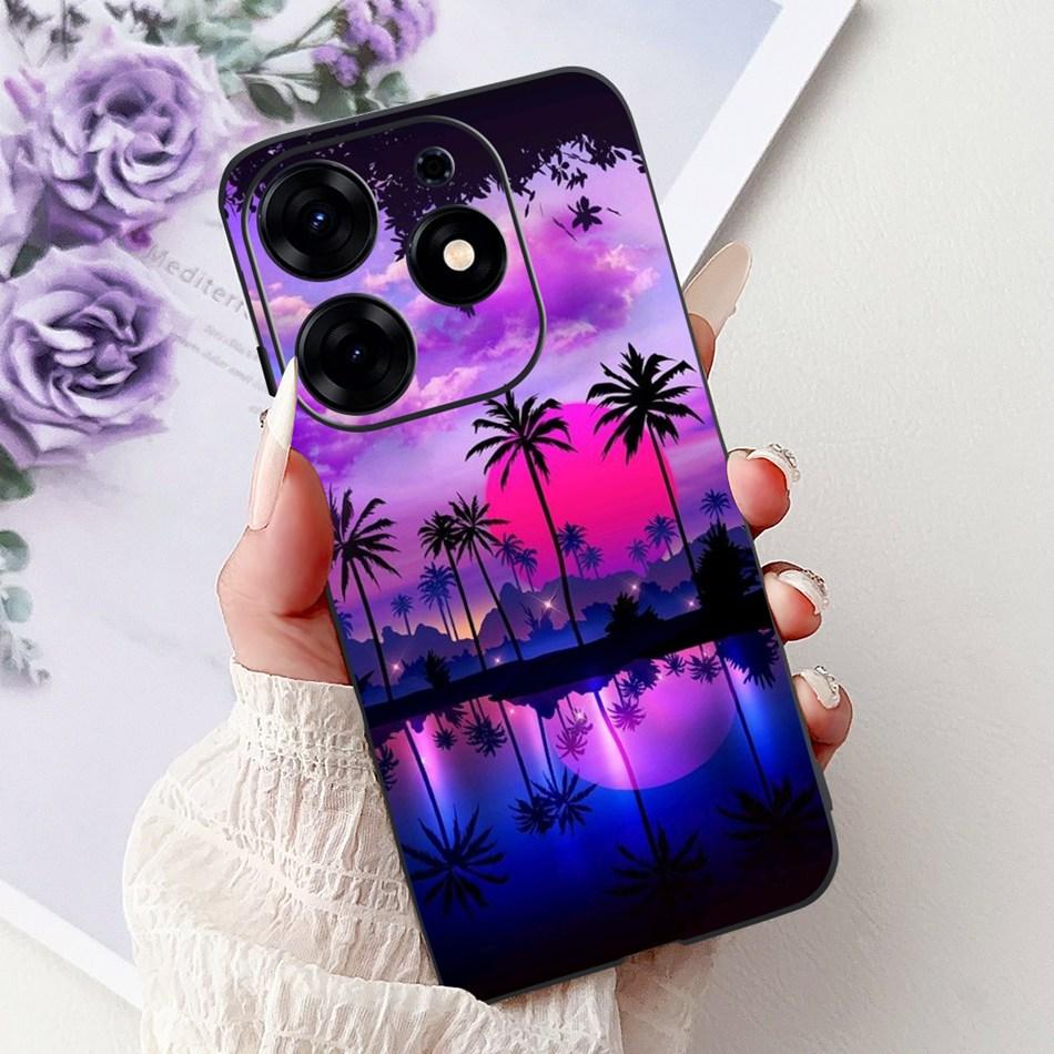 For Tecno Spark 10 Pro Phone Case Spark 10Pro 4G KI7 Elegant Floral Cat Printing Soft Silicone TPU Cases