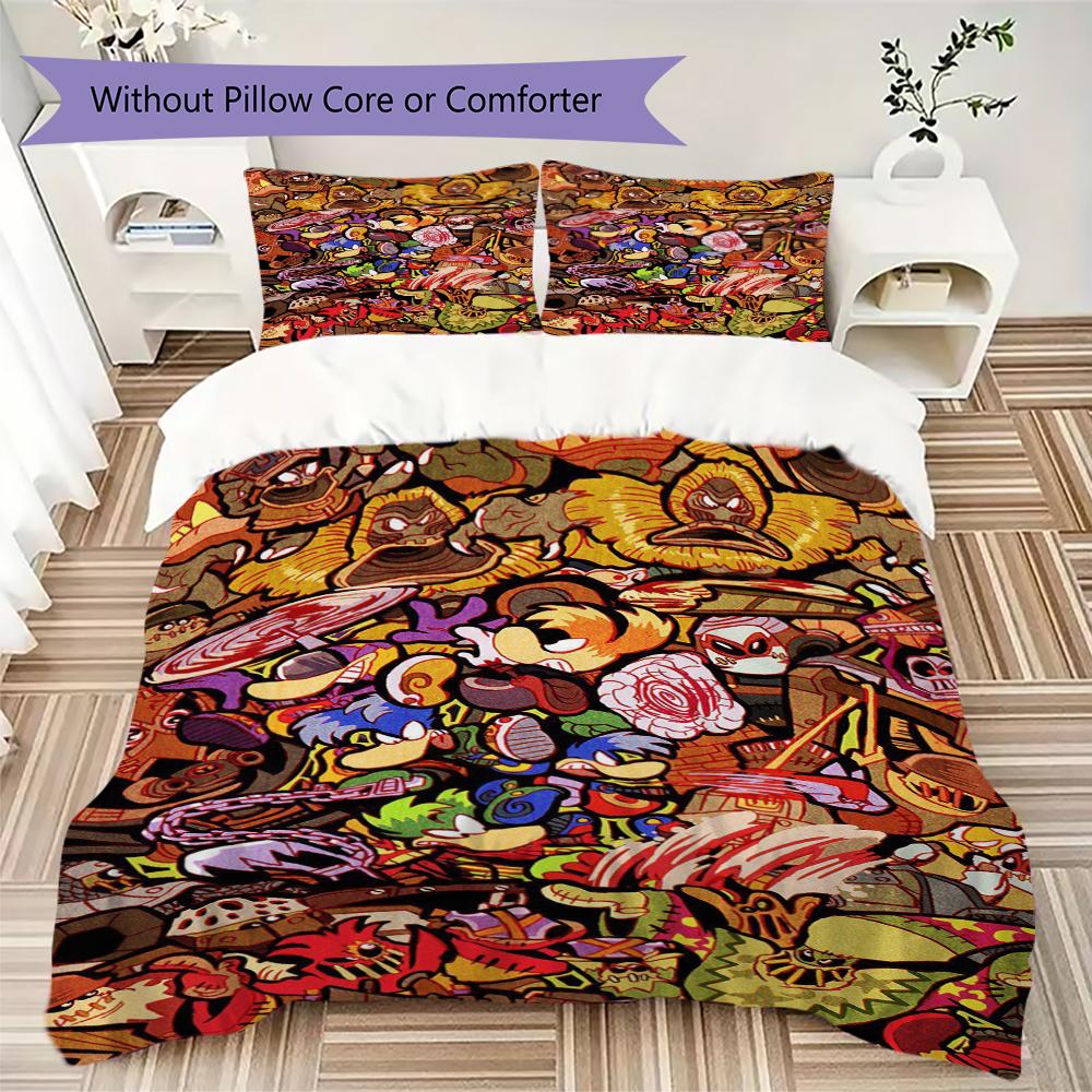 Rayman Pattern Bedding Uilt Set Uilt Cover Pillowcase Home Decoration Birthday Gift (1 * Duvet Cover + 2 * Pillowcase Without Core)129