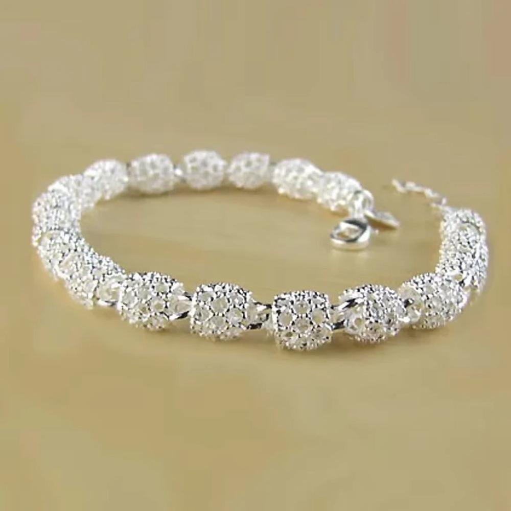 Personalized Flower Beads Charm Bracelets Women Exquisite Hollow Ball Silver Bracelet Adjustable Wedding Party Jewelry Gifts