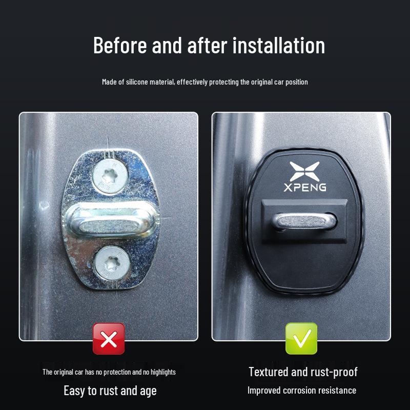 Couvercle en Silicone Anti-Poussière, Anti-Rouille, Absorbant les Chocs pour Serrure de Porte de Voiture Xiaopeng P5
