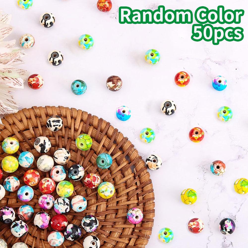 

50/100 шт. Синтетические бирюзовые бусины, разноцветные круглые бирюзовые бусины, свободные бусины, декоративные бусины, изготовление ювелирных изделий, браслетов, ожерелий своими руками 50pcs разноцветный