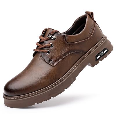 Neue Designer-Rindsleder-Schuhe für Herren Mode Lässig Schnür-Plateau-Schuhe Männlich Einfarbige Frühling Herbst Arbeitsschuh Mann