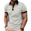 Trendy Geometric Pattern Short-Sleeve Polo Shirt, Stylish Men's Casual Top