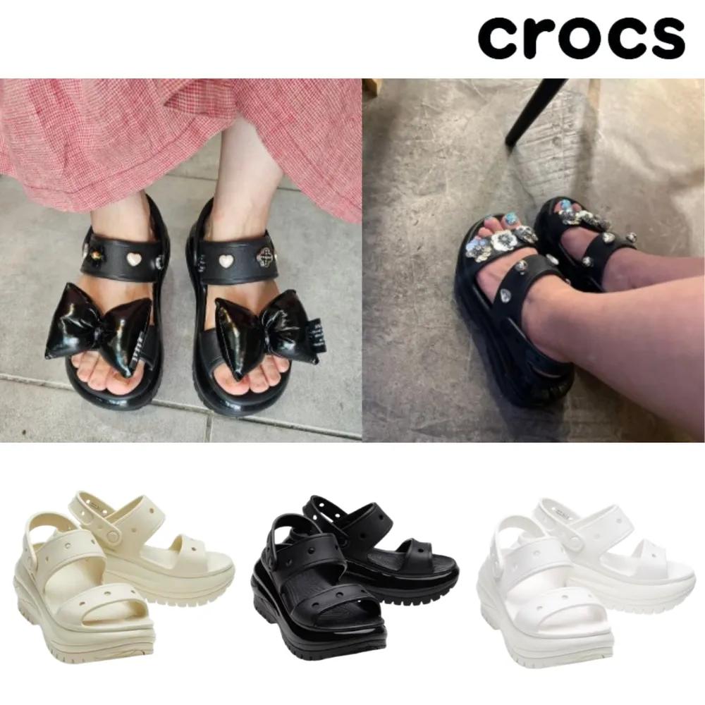 Crocs Platform Sandals Unisex Mega Crush Strap Summer Shoes black
