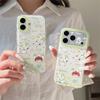 Kawaii Cartoon Cat Print Clear Phone Case For iPhone 15 16 17 Pro Max INS Cute Large Window Shockproof Protective Cover