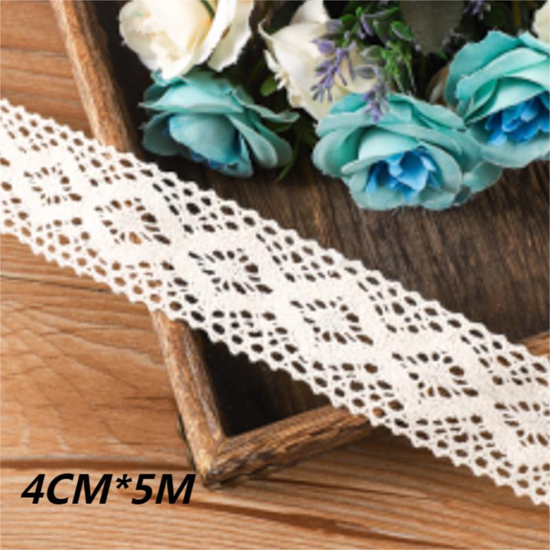5Meter Roll White Cotton Embroidered Lace Net Ribbons Fabric Trim DIY Decorate Sewing Handmade Craft Materials Bow