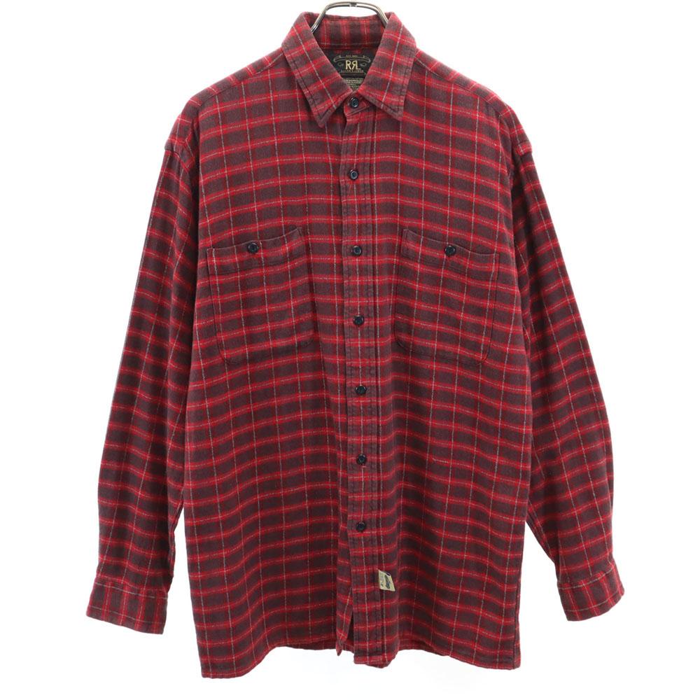RRL 90s Red 3 Stars Initial Tag Old Long Sleeve Check Shirt Ralph Lauren Men's Used