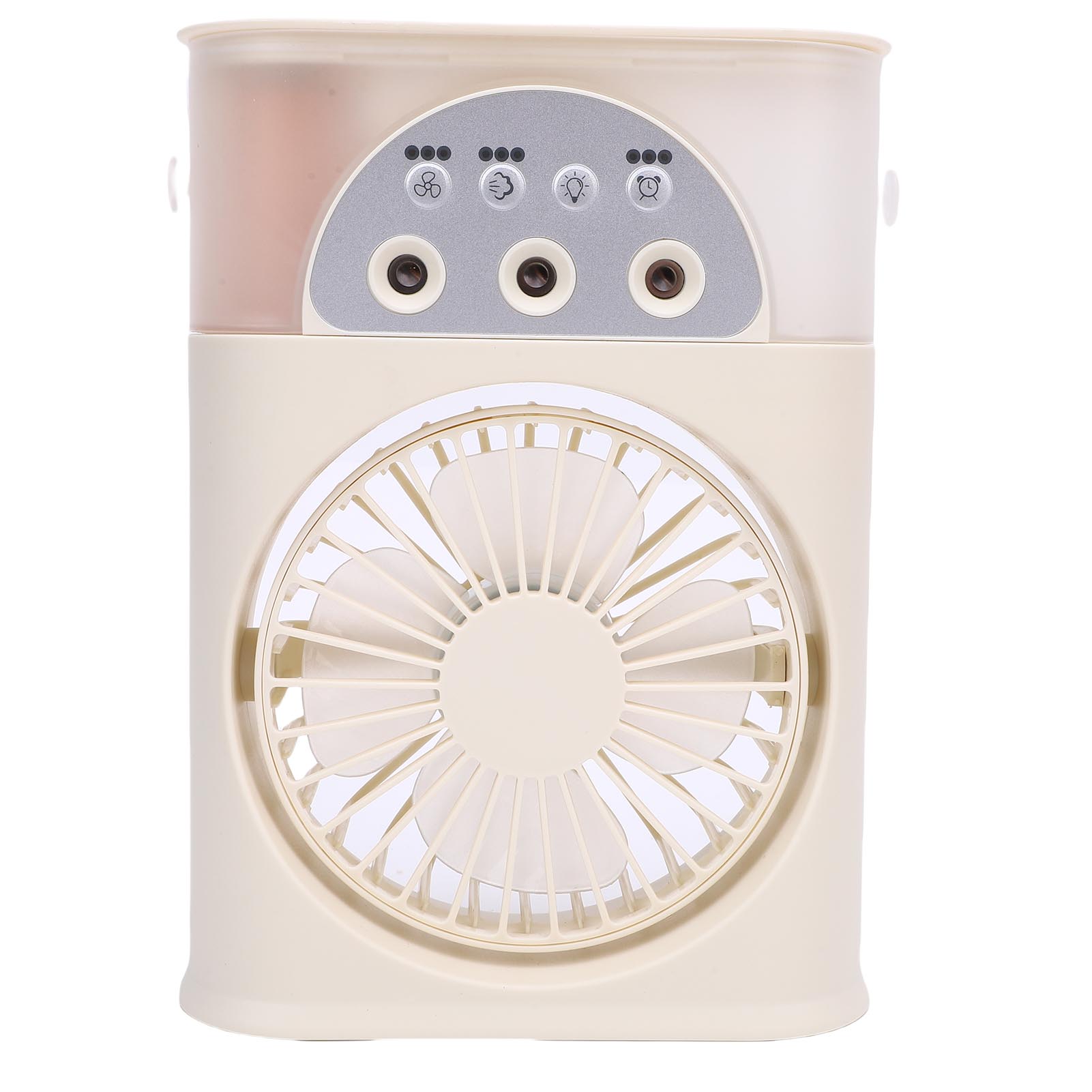 

Desktop Cooling Fan USB 3 Holes 3 Speeds Quiet Portable Desktop Air Conditioner with Humidifier Night Light for Home