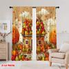 2 Stück, 2D-Flachdruck Lichtfilternde Vorhänge Herbstfrucht Haus Polyestergewebe (ohne Stange) Außendekorationen für Schlafzimmer