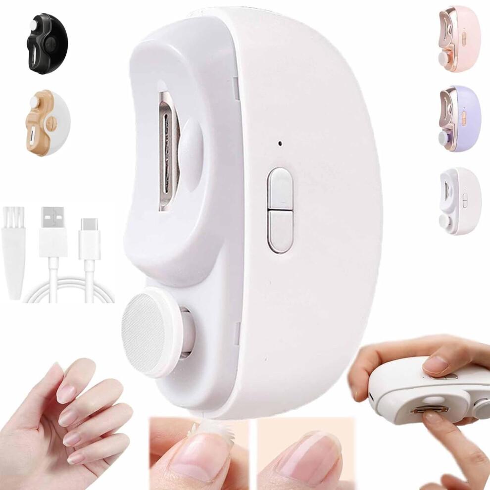 2 in 1 Rechargeable Electric Nail Clippers and Polisher, Low Noise Grooming Tool White