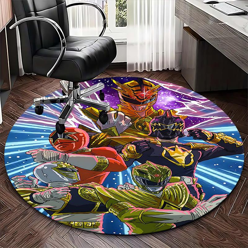 1pc Power Rangers Round Carpet - Anime Design Office Chair Mat, Non-Slip Rug for Home Decor, Living Room, Bedroom, Game Room, Gift Idea.J009
