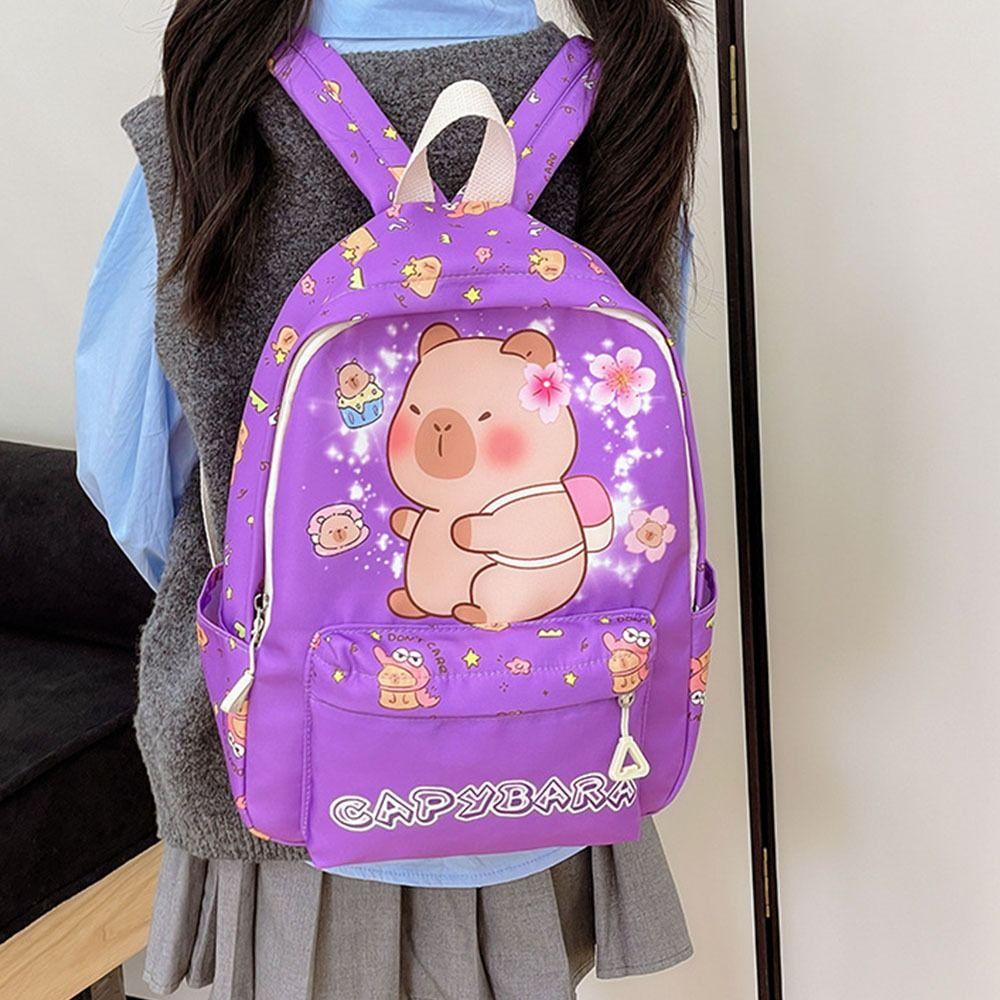 Ultra-light Children Capybara Backpack Nylon Cartoon Animal Book Bag Cute Kids   Schoolbag  Gifts
