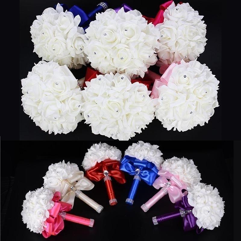 Elegant Colorful Bride Bridesmaid Rose Artificial Hands Holding Wedding Flowers Bridal