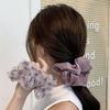 Chouchou d'été en satin et tulle à pois violets - Élastique à cheveux pour femme à haute élasticité