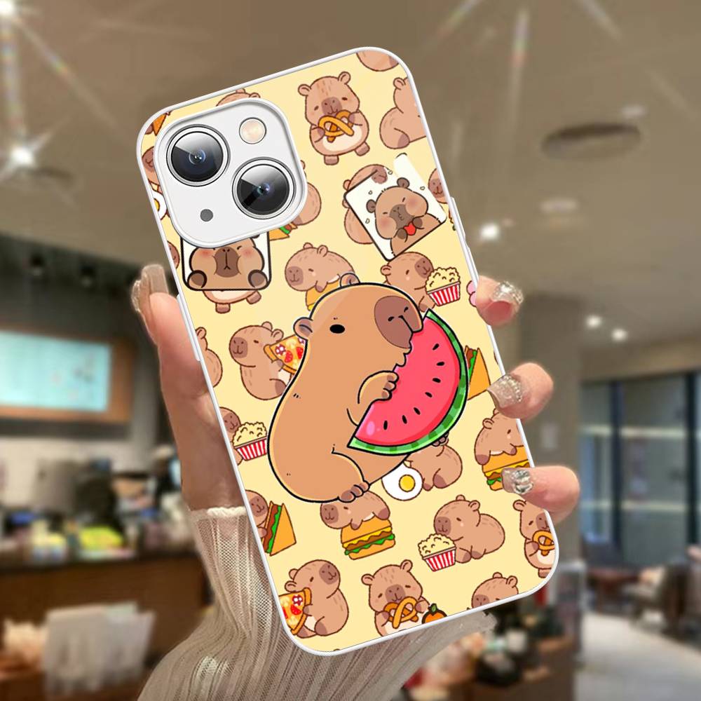 Cute Capybara For IPhone 14 13 12 Mini 11 Pro XS Max X XR 14 Plus Tempered Glass Cover