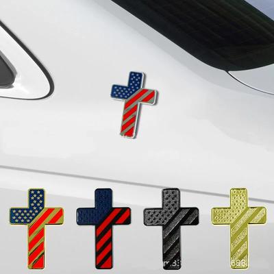 Car Personalized Decoration American Flag Cross 3D Three-dimensional Cross Car Sticker, Body Scratches Cover Metal Mark