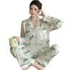 Sweet Bow Print Spring And Autumn Thin Long-Sleeved Suit Cardigan Pajamas Women'S Loungewear Can Be Worn Outside