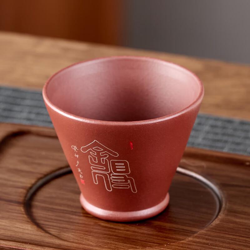 Traditional Zisha Master Teacup with Gold & Jade Inlay