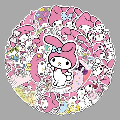 50 Cute Pink Rabbit Cartoon Stickers for Laptops & Suitcases