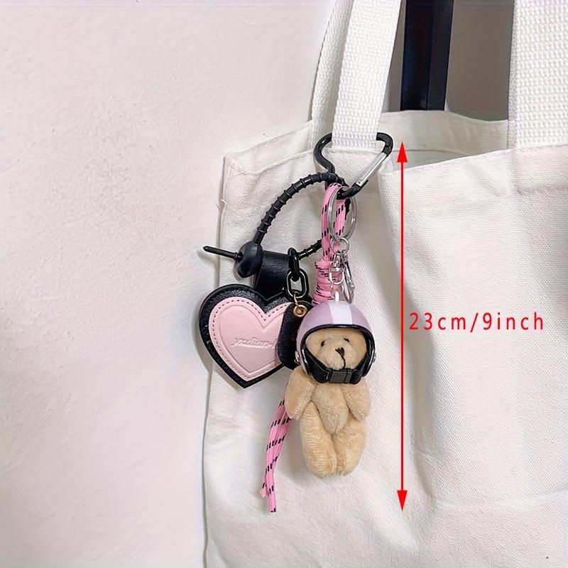 Sevimli Kask Ayı Kolye DIY Kişilik Araba Anahtarlık Dekorasyon Tılsımı Dokuma Halat Asılı Cep Telefonu Anahtarlık Çanta Aksesuarları