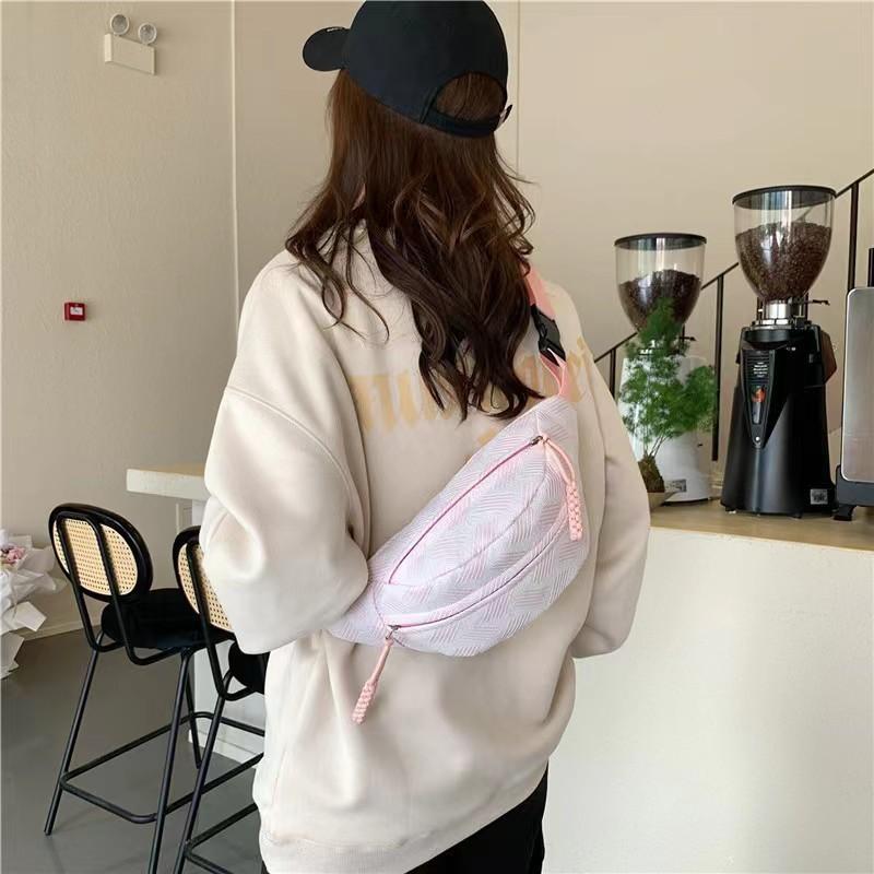 Trendy Korean Casual Commuter Crossbody Waist Bag For Fall 2024 In Cute Soft Colors