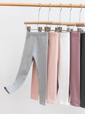 Girls' Candy Color Brushed Leggings: Warm, 95% Cotton, Wear Inside or Outside