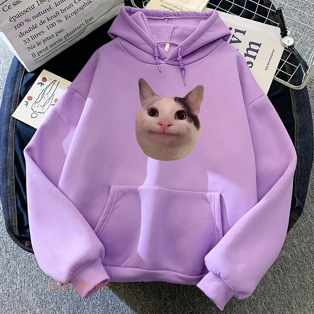 Meme Cats Hoodies Casual Kawaii Graphic Printing Sweatshirts Women/men Comfortable Fleece Soft Sudaderas Long Sleeve Girl Hoodie