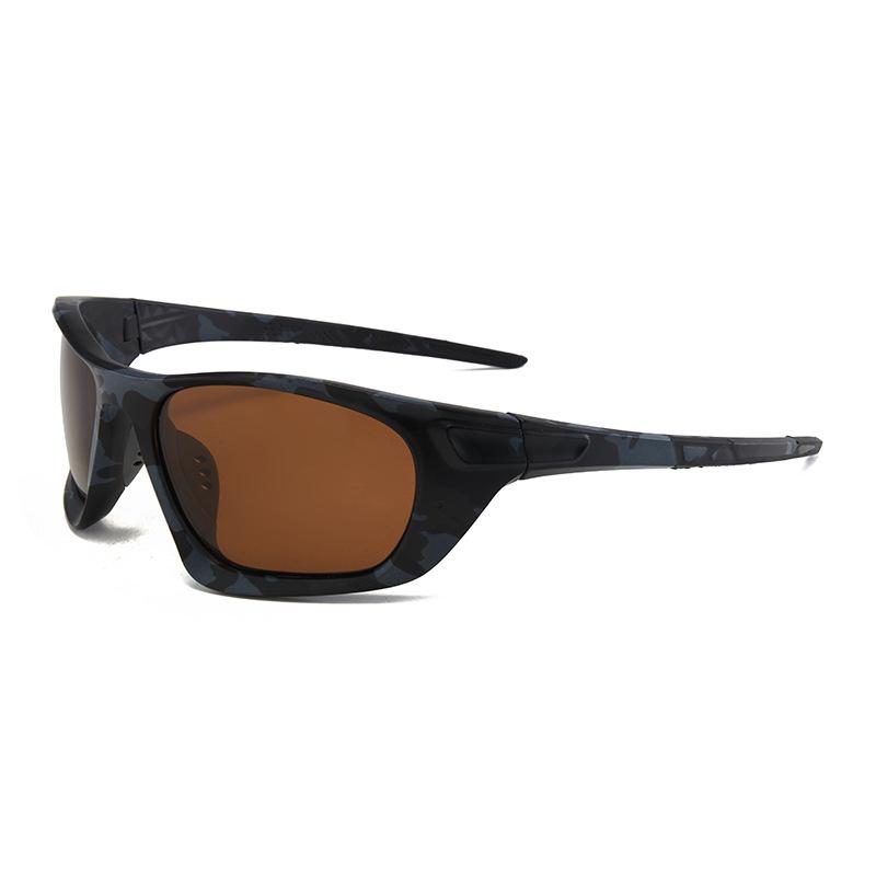 Unisex Polarized Camouflage Sports Sunglasses - Square Frame, Ideal for Cycling, Outdoor Fishing, and Trendy Wear