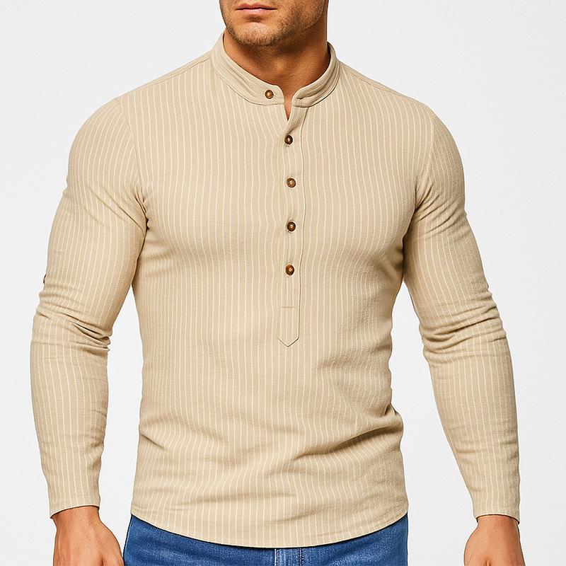 New Spring Men's Fashion Printed Long Sleeve Shirt Casual Versatile Daily Wear Top