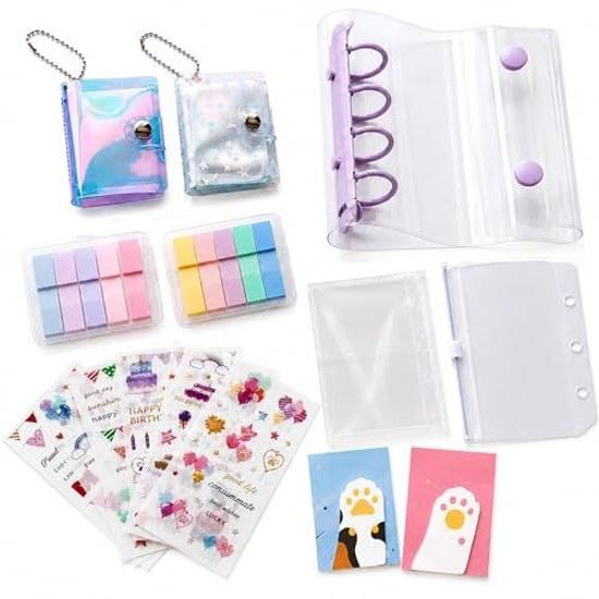 Stationery set gift small girls sticker book mini stickers sticky notes memo (purple)