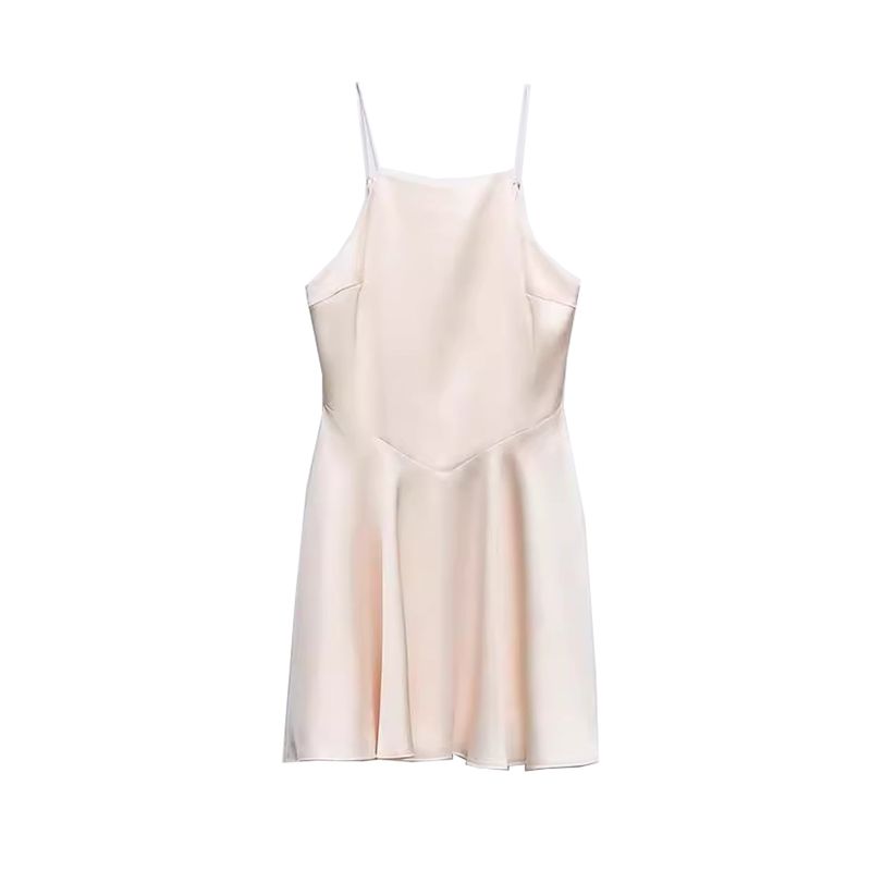 

New Fall Women s Clothing Vest Camisole Tube Top Waist Hem Silk Satin Texture Short Dress 3543331 Pink L