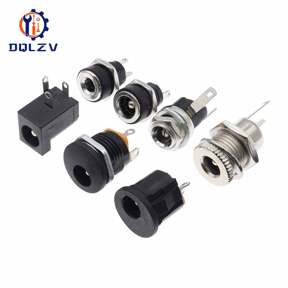 DC Connectors 5.5x2.1mm 3.5x1.3mm DC Power Female Jack Socket Nut Panel Mount DC Power Adapter Connector DC-099/005/022B/25M