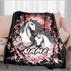 1PC Custom Name Horses Butterflies Artwork Flannel Blankets Patterns Throw Blanket All-Season Soft Gift for Couch, Bed, Camping Gifts