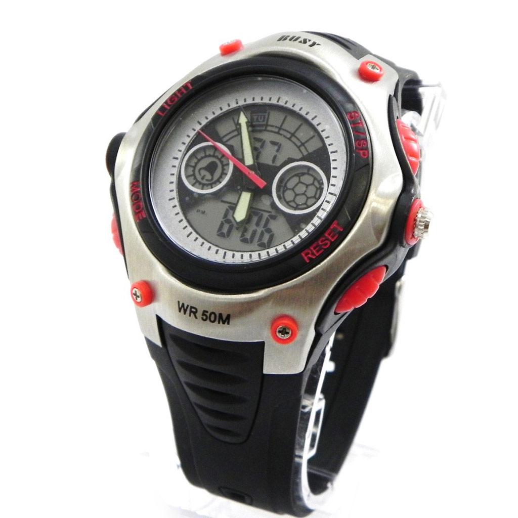 Les Trésors De Lily [I1058] - 'Busy' Red Black Sports Watch
