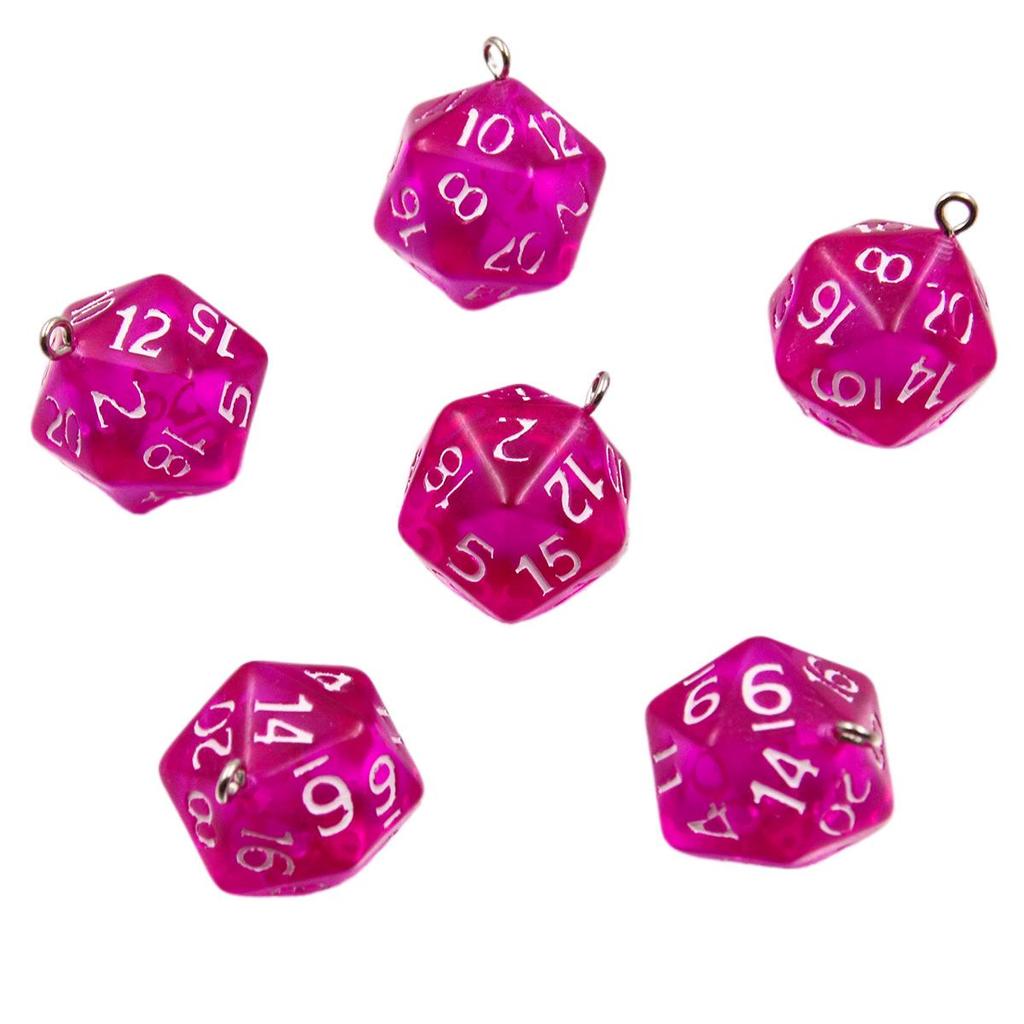 6 Color 19x23mm Translucent Faceted Resin Dice Charms for Keychains and Bags